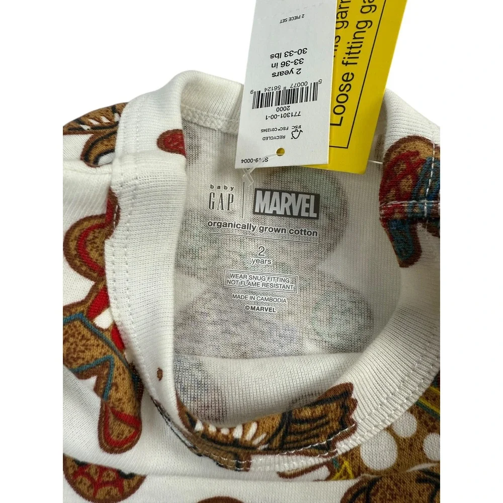 Baby Gap Marvel Gingerbread Man Pajamas Long Sleeve Pants Set Kids‎ Size 2